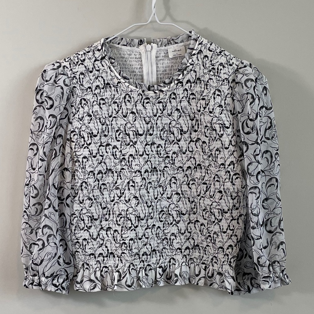 Aritzia Wilfred Tempest Blouse in Black and White